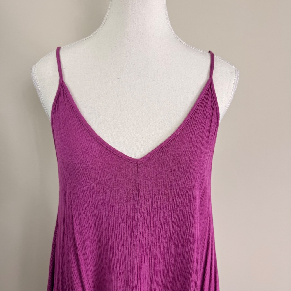 Lovestitch Magenta Purple Gauze Maxi Dress Adjustable Straps Pockets S/M - Picture 5 of 9